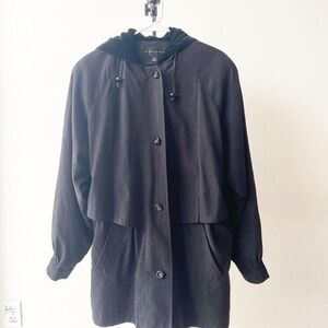 Gallery Black Hooded Trench Coat
